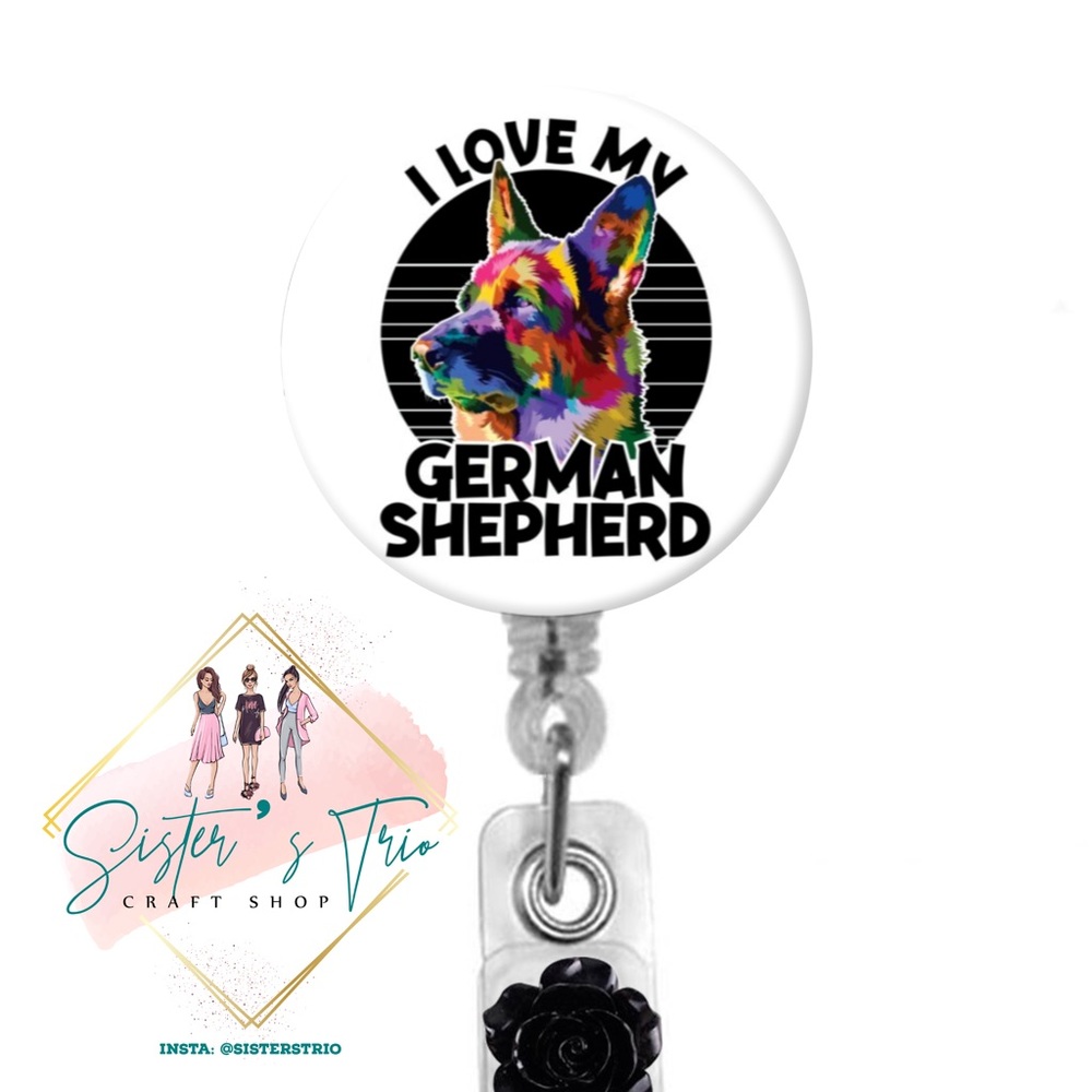 German Shepard Pride  Retractable Badge Holder